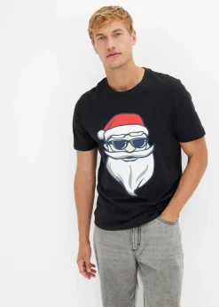 bonprix Große Größen|Shirts & Polos|T-Shirt mit Weihnachtsmotiv aus reiner Bio-Baumwolle tiefgrün