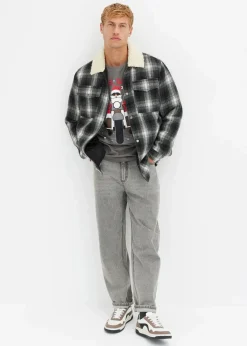 bonprix Große Größen|Shirts & Polos|T-Shirt mit Weihnachtsmotiv aus reiner Bio-Baumwolle rauchgrau