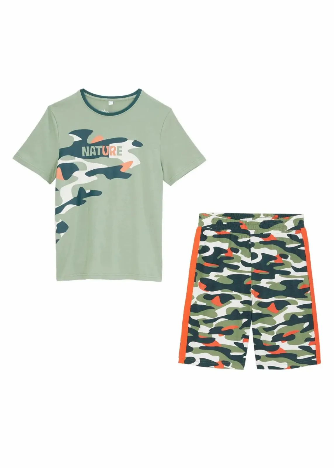 bonprix Jungen 2-8 Jahre·Shorts|Jungen 2-8 Jahre·Shirts|T-Shirt und kurze Hose aus reiner Baumwolle (2-tlg.Set) piniengrün graphisch