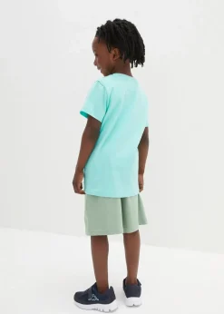 bonprix Jungen 2-8 Jahre·Shorts|Jungen 2-8 Jahre·Nachhaltigere Materialien|T-Shirt und kurze Hose (2-tlg.Set) aus Bio Baumwolle aquamaringrün bedruckt+piniengrün