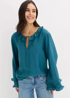 bonprix Blusen & Tuniken|Bekleidung·Jacken & Mäntel|Tunika aus feinem Viskose-Mix pfeffergrün