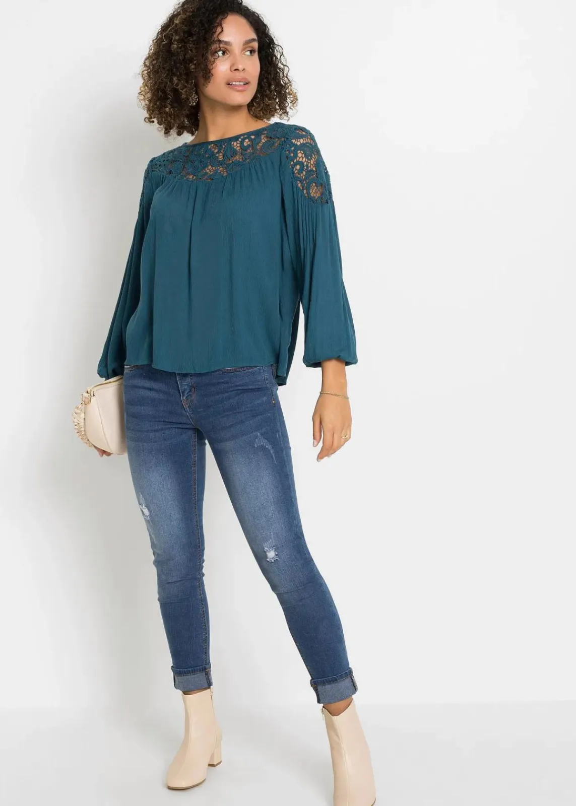 bonprix Blusen & Tuniken|Nachhaltigere Materialien|Tunika aus fließender Viskose blaupetrol