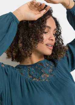 bonprix Blusen & Tuniken|Nachhaltigere Materialien|Tunika aus fließender Viskose blaupetrol