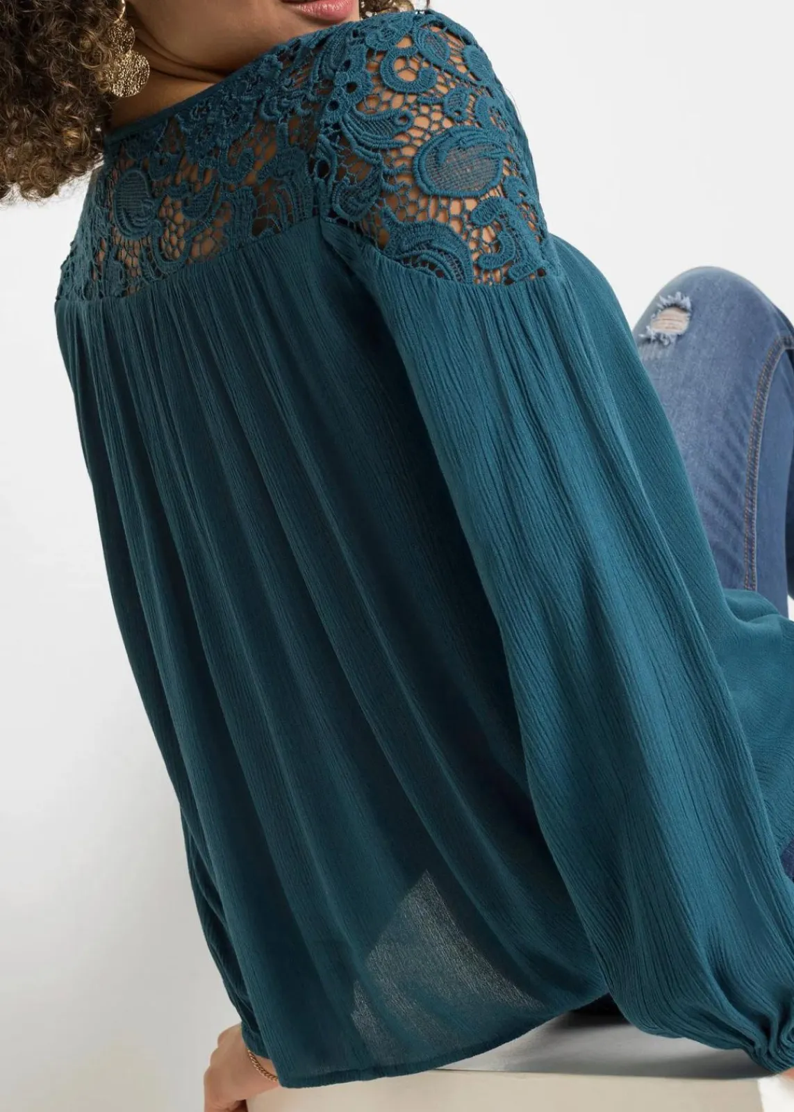 bonprix Blusen & Tuniken|Nachhaltigere Materialien|Tunika aus fließender Viskose blaupetrol