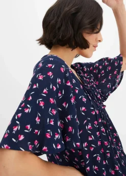 bonprix Blusen & Tuniken|Bekleidung·Jacken & Mäntel|Tunika aus nachhaltiger Viskose dunkelblau geblümt