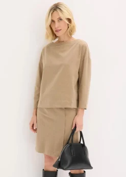 bonprix Bekleidung·Jacken & Mäntel|Blusen & Tuniken|Tunika mit Fischgratmuster aus fester Ware walnussbraun meliert