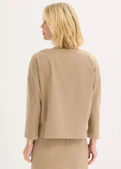 bonprix Bekleidung·Jacken & Mäntel|Blusen & Tuniken|Tunika mit Fischgratmuster aus fester Ware walnussbraun meliert