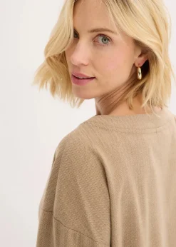 bonprix Bekleidung·Jacken & Mäntel|Blusen & Tuniken|Tunika mit Fischgratmuster aus fester Ware walnussbraun meliert