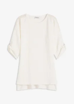 Tunika mit Struktur und Spitzenband|bonprix