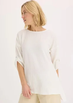 Tunika mit Struktur und Spitzenband|bonprix