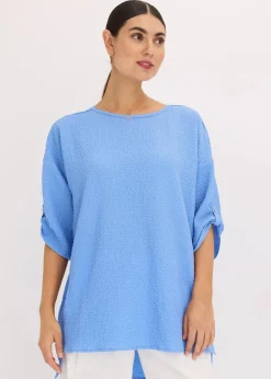 bonprix Bekleidung·Jacken & Mäntel|Blusen & Tuniken|Tunika mit Struktur und Spitzenband mittelblau