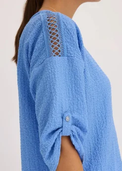 bonprix Bekleidung·Jacken & Mäntel|Blusen & Tuniken|Tunika mit Struktur und Spitzenband mittelblau