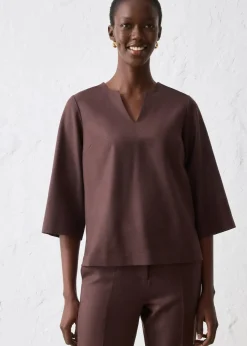 bonprix Blusen & Tuniken|Bekleidung·Jacken & Mäntel|Tunika mit Wolle dunkelbraun