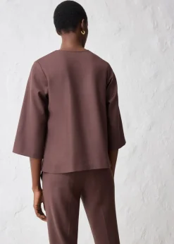 bonprix Blusen & Tuniken|Bekleidung·Jacken & Mäntel|Tunika mit Wolle dunkelbraun