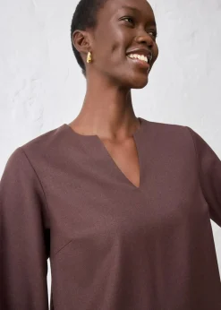 bonprix Blusen & Tuniken|Bekleidung·Jacken & Mäntel|Tunika mit Wolle dunkelbraun