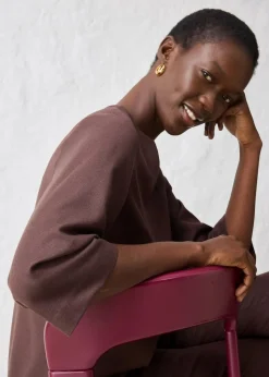 bonprix Blusen & Tuniken|Bekleidung·Jacken & Mäntel|Tunika mit Wolle dunkelbraun