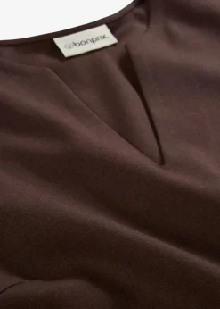 bonprix Blusen & Tuniken|Bekleidung·Jacken & Mäntel|Tunika mit Wolle dunkelbraun