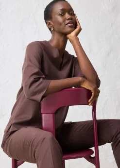 bonprix Blusen & Tuniken|Bekleidung·Jacken & Mäntel|Tunika mit Wolle dunkelbraun