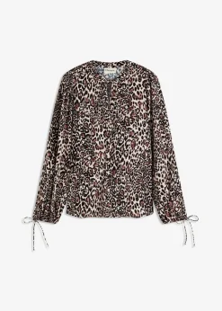 bonprix Bekleidung·Jacken & Mäntel|Blusen & Tuniken|Tunikabluse braun leo bedruckt