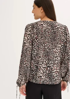 bonprix Bekleidung·Jacken & Mäntel|Blusen & Tuniken|Tunikabluse braun leo bedruckt