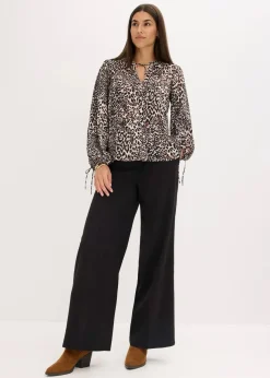 bonprix Bekleidung·Jacken & Mäntel|Blusen & Tuniken|Tunikabluse braun leo bedruckt