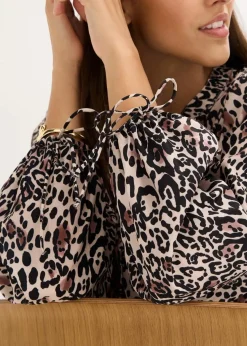 bonprix Bekleidung·Jacken & Mäntel|Blusen & Tuniken|Tunikabluse braun leo bedruckt