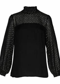 bonprix Bekleidung·Jacken & Mäntel|Tunikabluse schwarz/metallic gold bedruckt