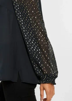 bonprix Bekleidung·Jacken & Mäntel|Tunikabluse schwarz/metallic gold bedruckt