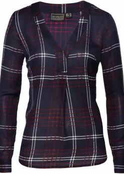 bonprix Bekleidung·Jacken & Mäntel|Nachhaltigere Materialien|Tunikabluse dunkelblau kariert