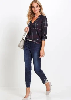 bonprix Bekleidung·Jacken & Mäntel|Nachhaltigere Materialien|Tunikabluse dunkelblau kariert