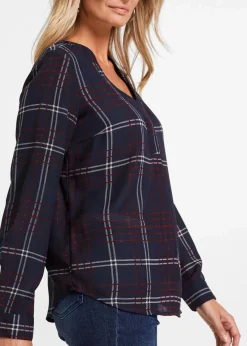 bonprix Bekleidung·Jacken & Mäntel|Nachhaltigere Materialien|Tunikabluse dunkelblau kariert