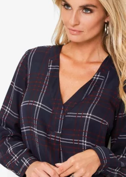 bonprix Bekleidung·Jacken & Mäntel|Nachhaltigere Materialien|Tunikabluse dunkelblau kariert