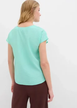 bonprix Blusen & Tuniken|Bekleidung·Jacken & Mäntel|Tunikabluse aus fließendem Viskose-Mix mentholblau