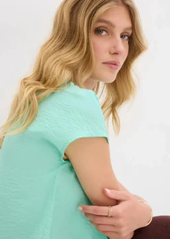 bonprix Blusen & Tuniken|Bekleidung·Jacken & Mäntel|Tunikabluse aus fließendem Viskose-Mix mentholblau