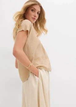 bonprix Bekleidung·Jacken & Mäntel|Blusen & Tuniken|Tunikabluse aus fließendem Viskose-Mix new beige