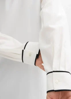 bonprix Blusen & Tuniken|Bekleidung·Jacken & Mäntel|Tunikabluse aus fließender Viskose wollweiß/schwarz