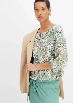 bonprix Bekleidung·Jacken & Mäntel|Blusen & Tuniken|Tunikabluse aus fließender Viskose mint geblümt