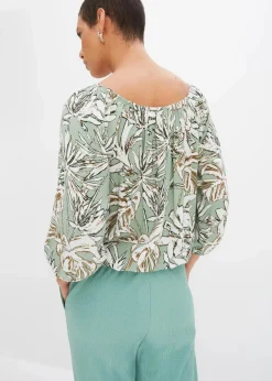 bonprix Bekleidung·Jacken & Mäntel|Blusen & Tuniken|Tunikabluse aus fließender Viskose mint geblümt