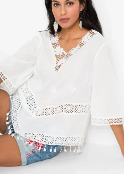 Tunikabluse aus reiner Baumwolle|bonprix Sale