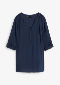 bonprix Blusen & Tuniken|Nachhaltigere Materialien|Tunikabluse aus softer Viskose dunkelblau
