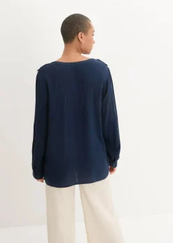 bonprix Blusen & Tuniken|Nachhaltigere Materialien|Tunikabluse aus softer Viskose dunkelblau