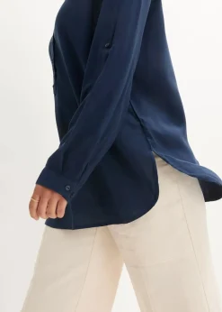 bonprix Blusen & Tuniken|Nachhaltigere Materialien|Tunikabluse aus softer Viskose dunkelblau