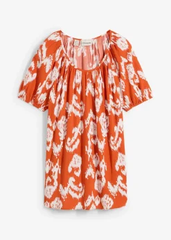 bonprix Bekleidung·Jacken & Mäntel|Zweiteiler & Sets|Tunikabluse aus softer Viskose zimtrot /wollweiß bedruckt