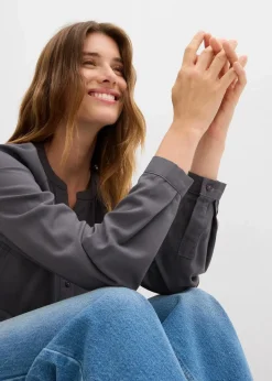 bonprix Bekleidung·Jacken & Mäntel|Blusen & Tuniken|Tunikabluse aus Viskose schiefergrau