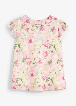 bonprix Mädchen 2-8 Jahre·Nachhaltigere Materialien|Mädchen 9-16 Jahre·Nachhaltigere Materialien|Tunikabluse mit Rüschen violettorchidee/weiß geblümt