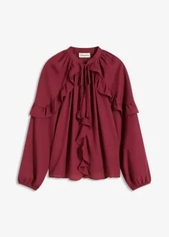 bonprix Bekleidung·Jacken & Mäntel|Blusen & Tuniken|Tunikabluse mit Volants rhododendronrot