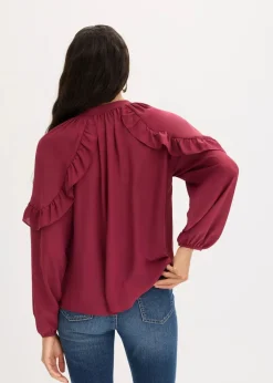 bonprix Bekleidung·Jacken & Mäntel|Blusen & Tuniken|Tunikabluse mit Volants rhododendronrot