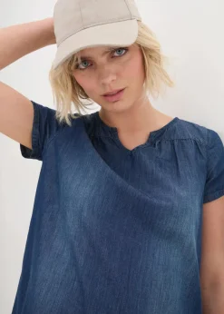 bonprix Bekleidung·Pullover & Strickjacken|Kleider|Tunika-Jeanskleid blau denim used