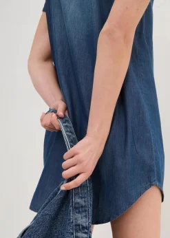 bonprix Bekleidung·Pullover & Strickjacken|Kleider|Tunika-Jeanskleid blau denim used