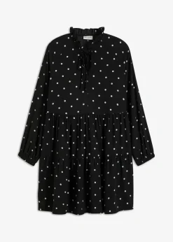 bonprix Bekleidung·Pullover & Strickjacken|Kleider|Tunika-Kleid schwarz/weiß gepunktet
